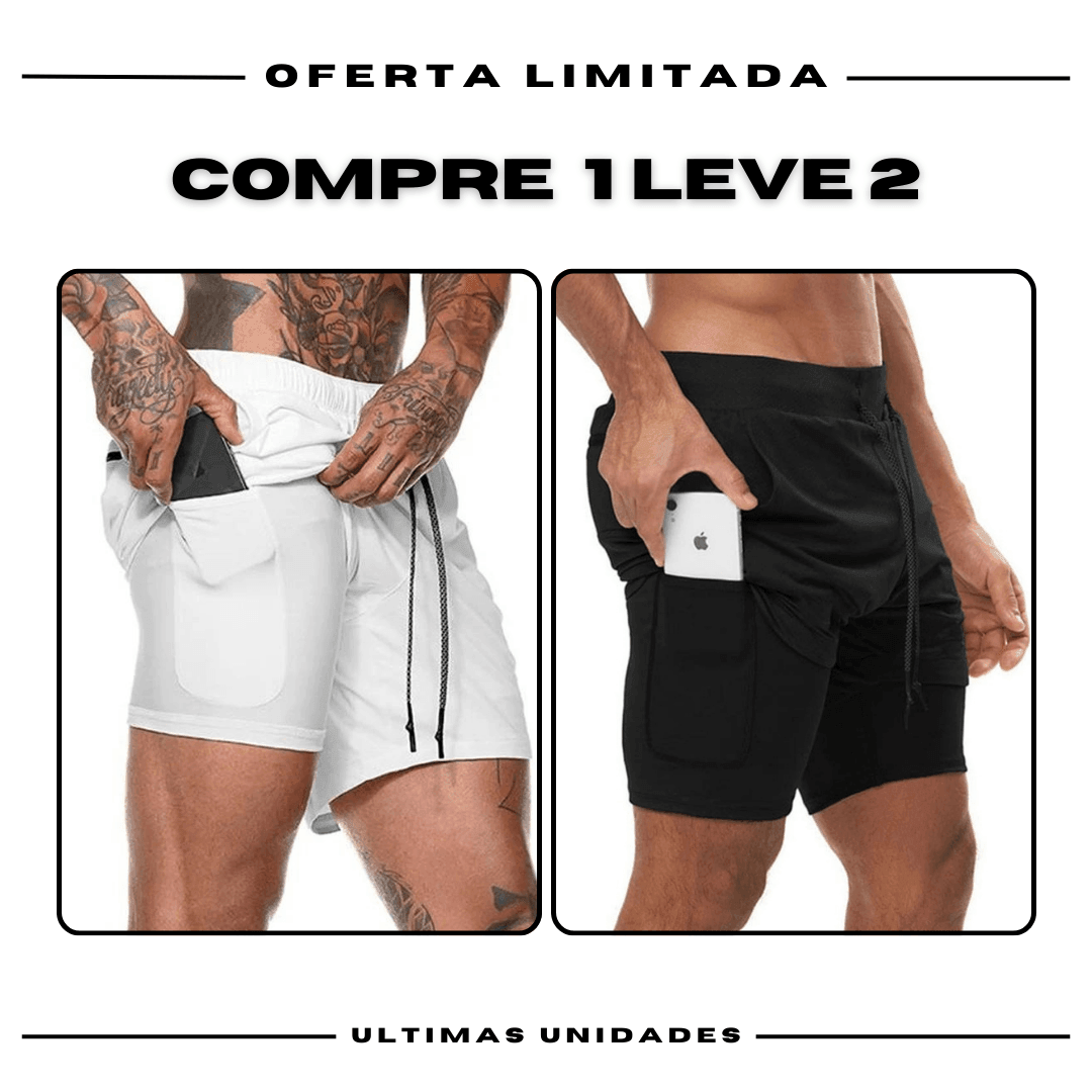 Shorts Comfort-Fit de Compressão - COMPRE 1 LEVE 2