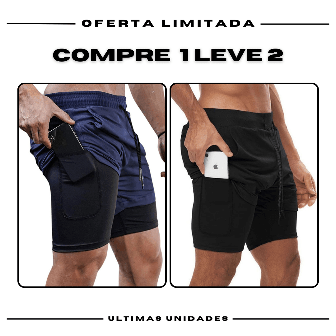 Shorts Comfort-Fit de Compressão - COMPRE 1 LEVE 2
