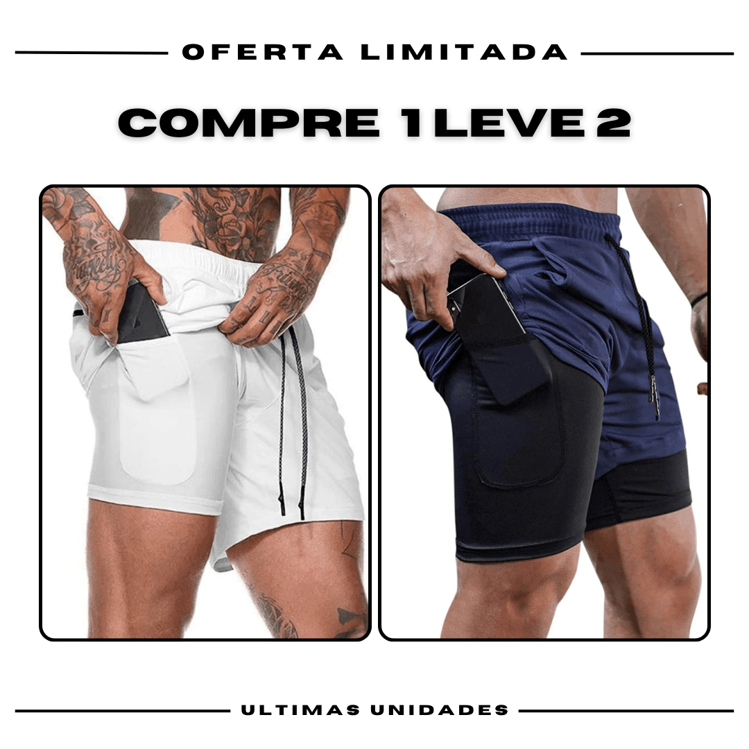 Shorts Comfort-Fit de Compressão - COMPRE 1 LEVE 2 •