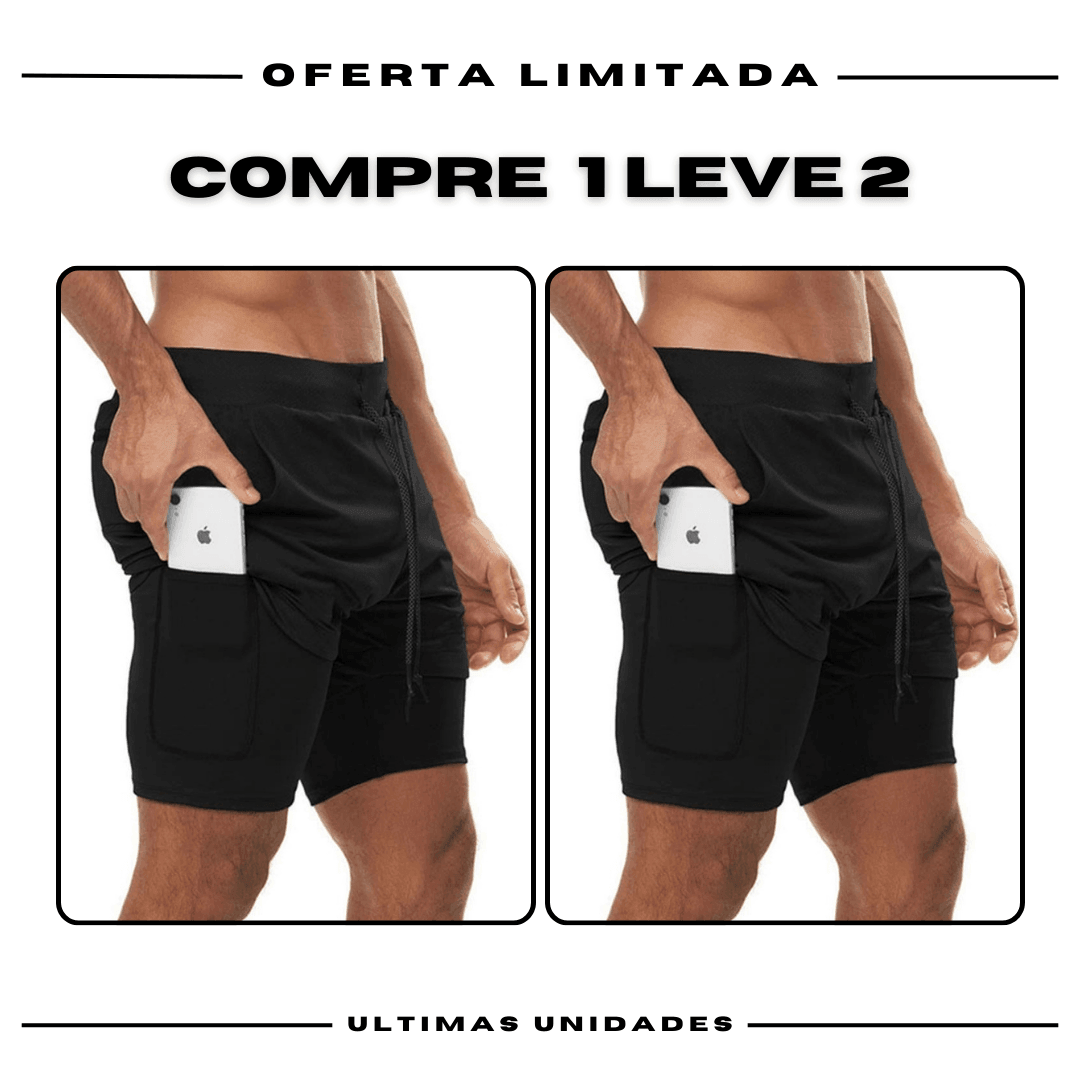 Shorts Comfort-Fit de Compressão - COMPRE 1 LEVE 2 •
