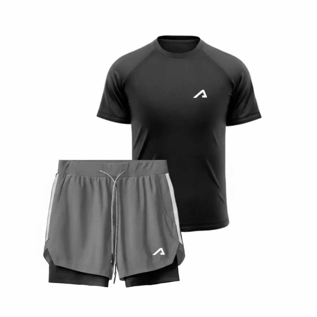 Kit 1 Camiseta Dry + 1 Shorts 2 em 1 De compressão Alpha ProFit