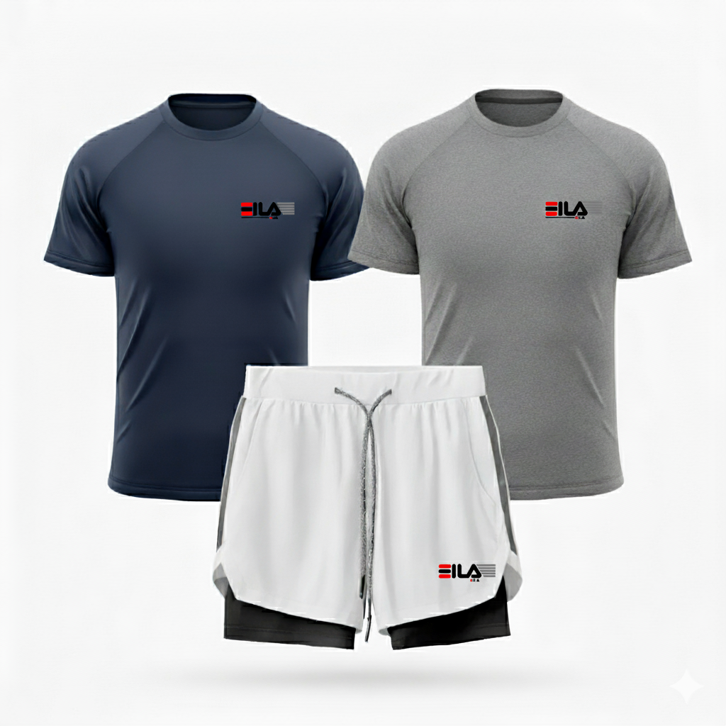 KIT FILA 2 CAMISAS DRY FIT +  2 SHORTS  DRY FIT